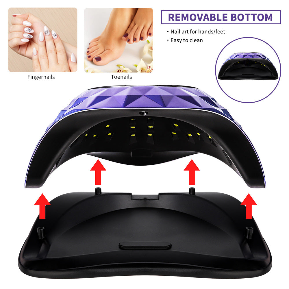 Nail Lamp, Nail Lamp Nail Dryer For All Gel Polish Fast Curing With 4 Timers Removable Base Large Space Automatic Nails Equipment