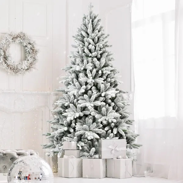7FT Unlit Christmas Tree, Hinged Artificial Trees 1514 Premium PVC Branches